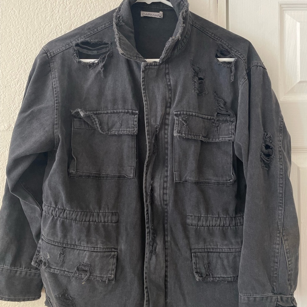 Carmar Distressed Washed Black Jean Field Jacket